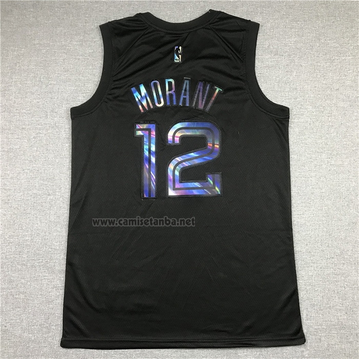 Camiseta Memphis Grizzlies Ja Morant #12 Iridescent Logo Negro